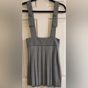 Houndstooth Overall Dress Pleated Pinafore Skirt Size Medium Forever 21 Y2K